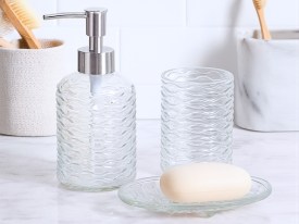 Set 3 piezas vidrio para baño